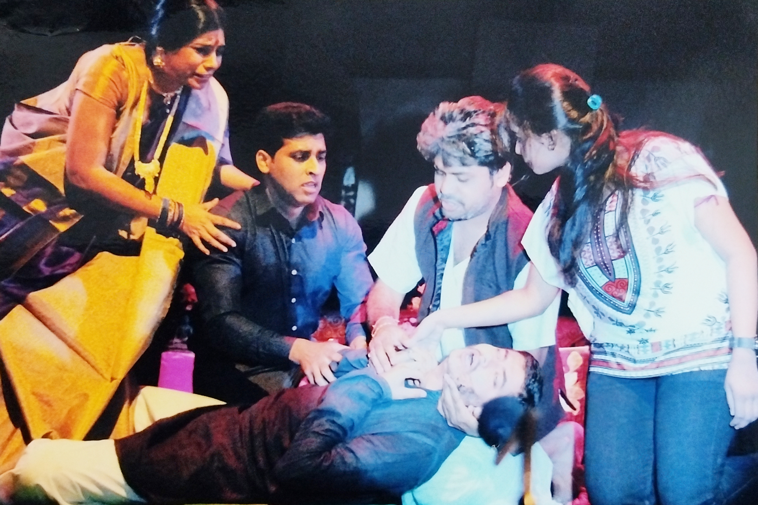 Live theatre production high dramatic tension scene